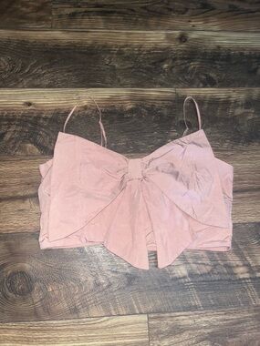 H&M Blush Pink Bow-Front Spaghetti Strap Crop Top